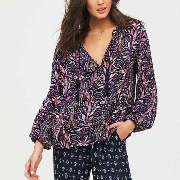 TIGERLILY Bilqis Purple Paisley Long Sleeve Button Shirt Blouse Top NWT RRP$140 - Picture 4 of 16